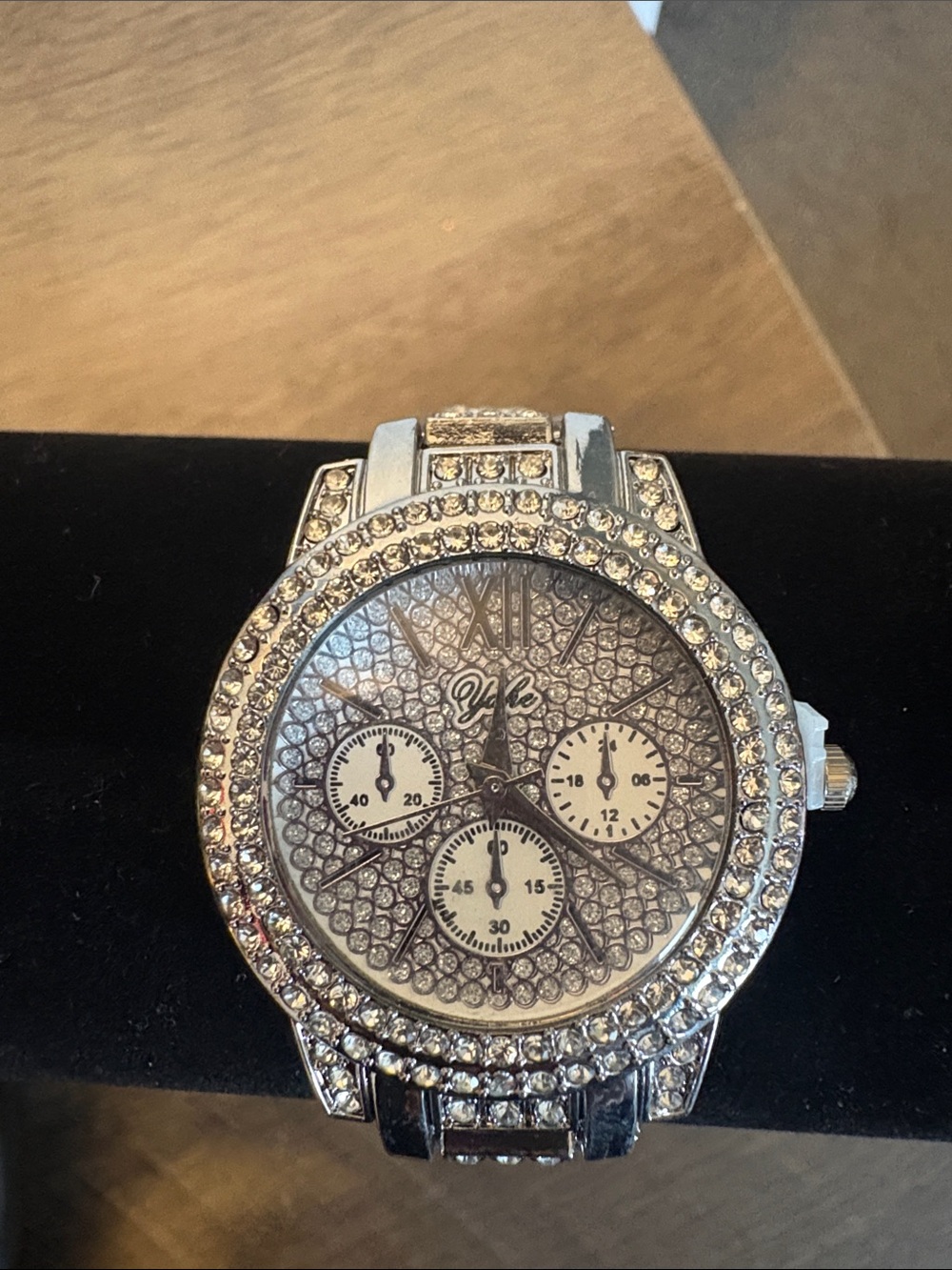 Women’s Silver Rhinestone Statement Watch – Chronograph Style